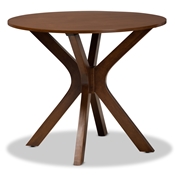 Baxton Studio Kenji Modern and Contemporary Walnut Brown Finished 35-Inch-Wide Round Wood Dining Table